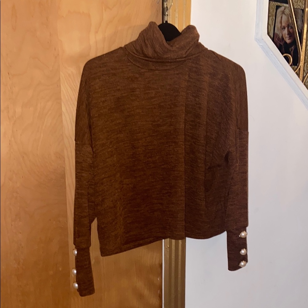 SHEIN Brown Cowl Neck Sweater with Sleek Fit